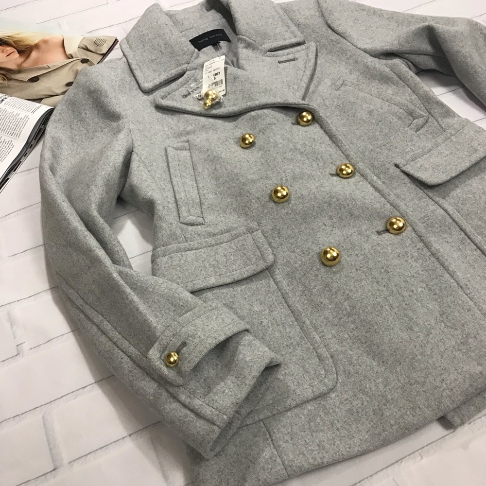 Harve Benard Wool pea coat jacket double breasted - Picture 2 of 8
